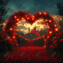 Gatsby Valentine Heart Arched Floral Castle Photography Backdrop Gbsx-01408