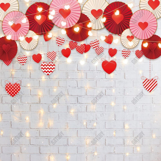 Gatsby Valentine Hearts Brick Wall Photography Backdrop Gbsx-01268