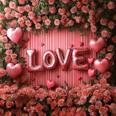 Gatsby Valentine Love Balloon Roses Photography Backdrop Gbsx-01374