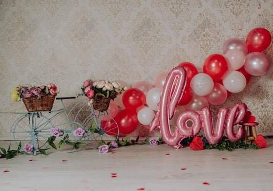 Gatsby Valentine Love Balloons With A Bicycle Photography Backdrop Gbsx-01234