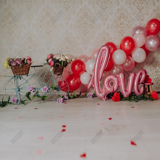 Gatsby Valentine Love Balloons With A Bicycle Photography Backdrop Gbsx-01234