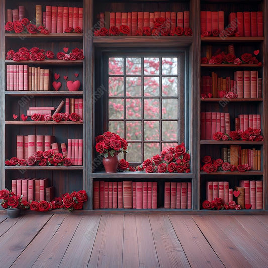 Gatsby Valentine Love Bookshelf Window Photography Backdrop Gbsx-01401