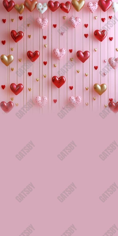Gatsby Valentine Love Me Heart Curtains Photography Backdrop Gbsx-01420