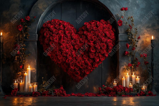 Gatsby Valentine Love Rose Arched Candle Wall Photography Backdrop Gbsx-01330
