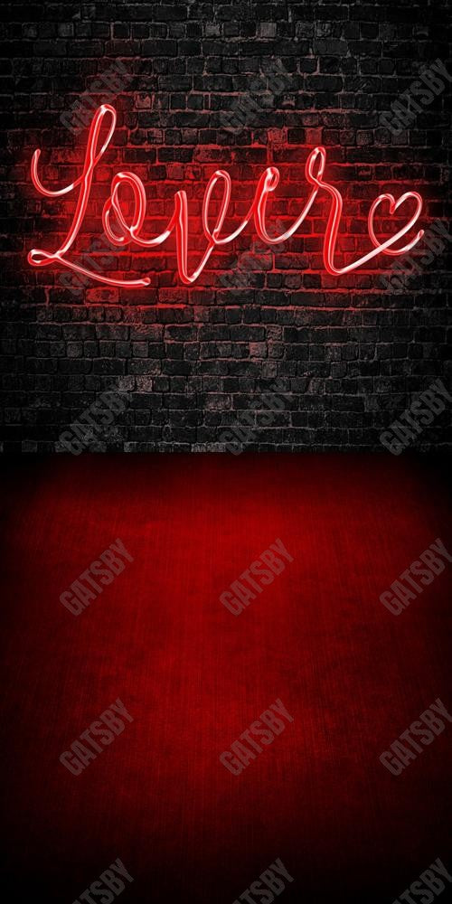 Gatsby Valentine Neon Lover Dark Brick Wall Photography Backdrop Gbsx-01403