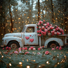 Gatsby Valentine Old Truck With Flowers Photography Backdrop Gbsx-01425