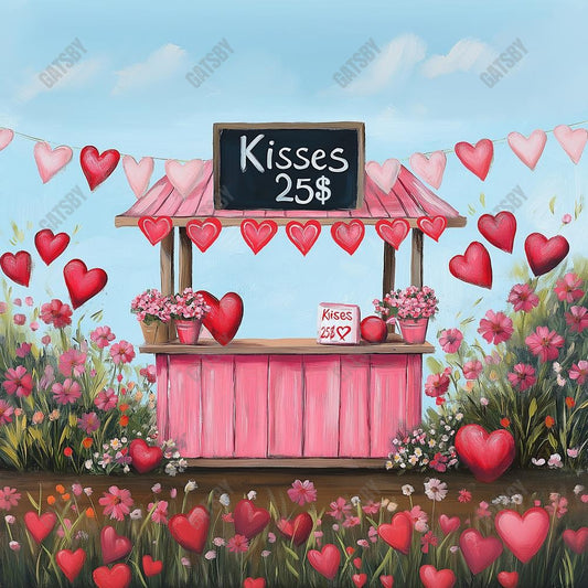 Gatsby Valentine Painting Kissing Booth Photography Backdrop Gbsx-01398