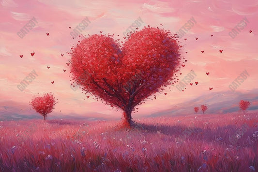 Gatsby Valentine Painting Red Heart Tree Photography Backdrop Gbsx-01303