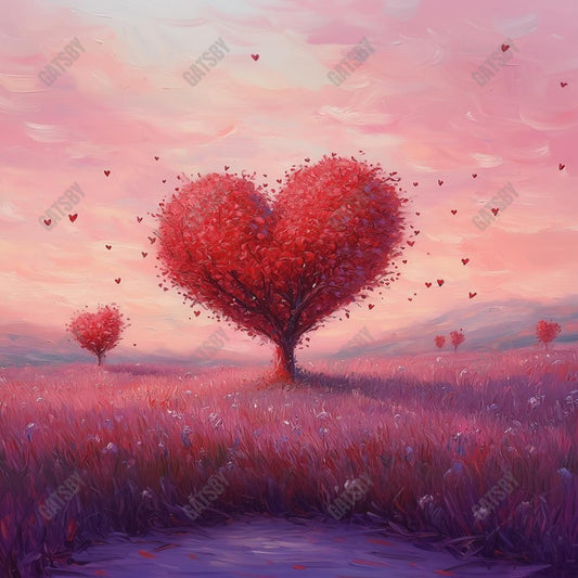 Gatsby Valentine Painting Red Heart Tree Photography Backdrop Gbsx-01303