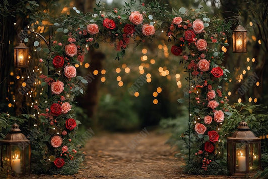 Gatsby Valentine Picnic Flower Arched Path Photography Backdrop Gbsx-01356
