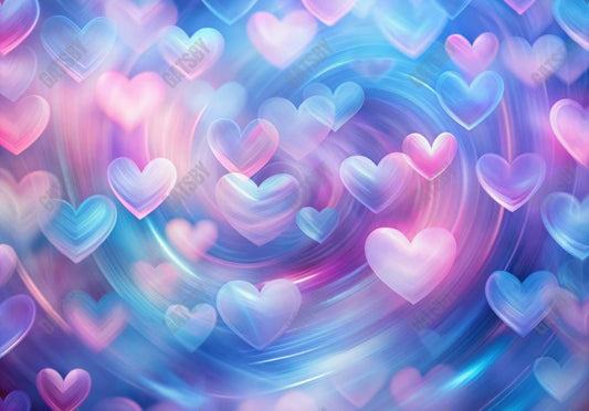 Gatsby Valentine Pink And Blue Bokeh Hearts Photography Backdrop Gbsx-01247