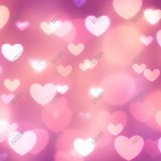 Gatsby Valentine Pink Bokeh Hearts Photography Backdrop Gbsx-01237