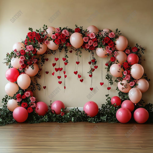 Gatsby Valentine Pink Floral Arch Photography Backdrop Gbsx-01422