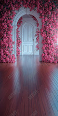 Gatsby Valentine Pink Floral Arched Door Photography Backdrop Gbsx-01417