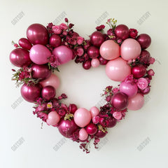 Gatsby Valentine Pink Heart Flowers Balloons Photography Backdrop Gbsx-01434