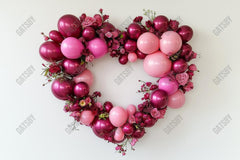 Gatsby Valentine Pink Heart Flowers Balloons Photography Backdrop Gbsx-01434