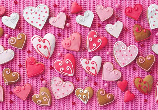 Gatsby Valentine Pink Heart Gingerbreads Cookies Photography Backdrop Gbsx-01238