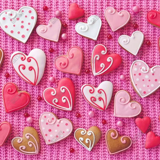 Gatsby Valentine Pink Heart Gingerbreads Cookies Photography Backdrop Gbsx-01238