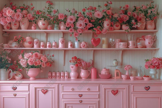 Gatsby Valentine Pink Rose Flower Kitchen Photography Backdrop Gbsx-01314