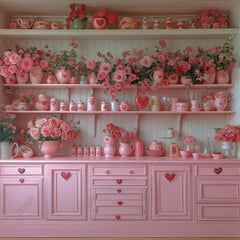 Gatsby Valentine Pink Rose Flower Kitchen Photography Backdrop Gbsx-01314