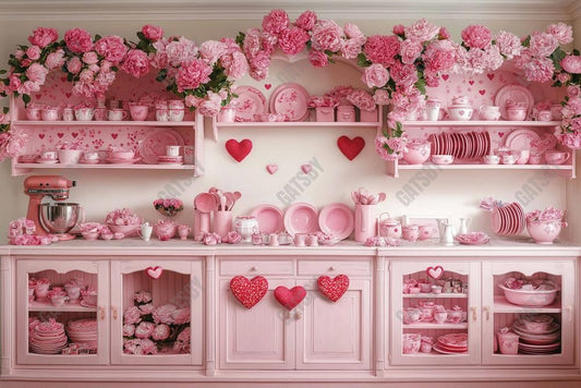 Gatsby Valentine Pink Rose Flower Kitchen Photography Backdrop Gbsx-01315
