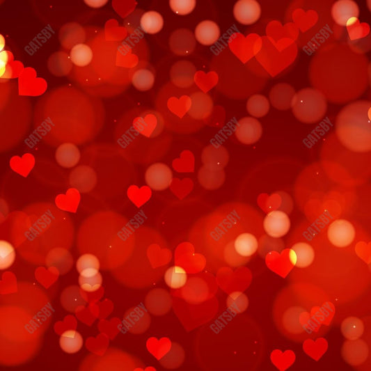 Gatsby Valentine Red Bokeh Hearts Photography Backdrop Gbsx-01248