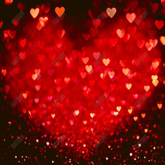 Gatsby Valentine Red Bokeh Hearts Photography Backdrop Gbsx-01254