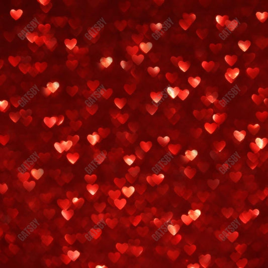 Gatsby Valentine Red Bokeh Hearts Photography Backdrop Gbsx-01255