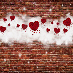 Gatsby Valentine Red Brick Wall White Cloud Glitter Photography Backdrop Gbsx-01296