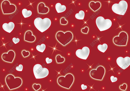 Gatsby Valentine Red White Hearts Pattern Photography Backdrop Gbsx-01264