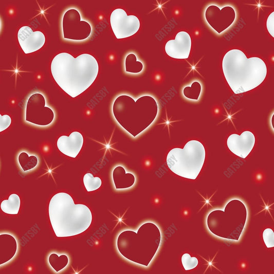 Gatsby Valentine Red White Hearts Pattern Photography Backdrop Gbsx-01264