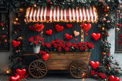 Gatsby Valentine Romantic Heart Roses Cart Photography Backdrop Gbsx-01334