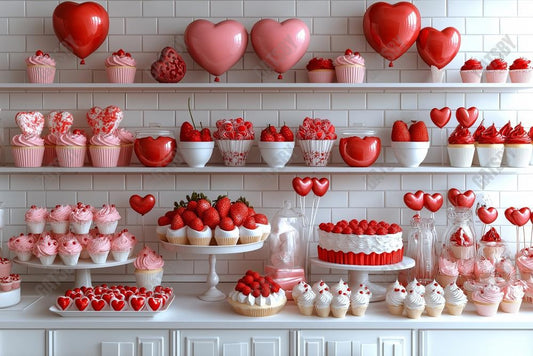 Gatsby Valentine Romantic Kitchen Dessert Cake Photography Backdrop Gbsx-01376