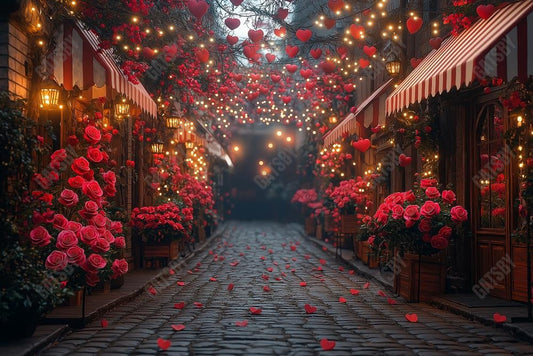 Gatsby Valentine Romantic Street Floral Photography Backdrop Gbsx-01387