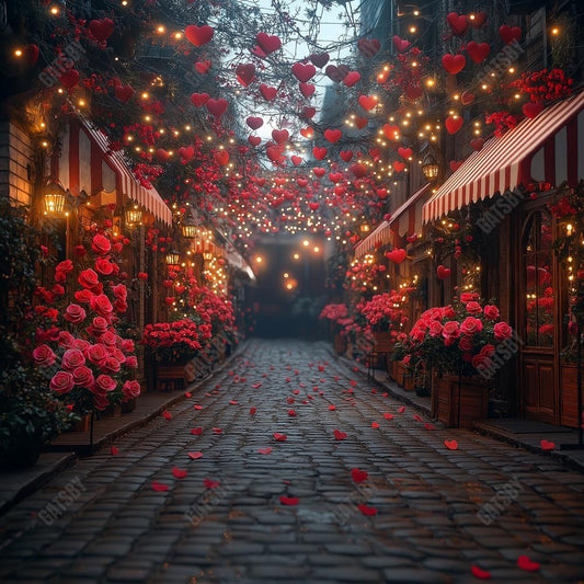 Gatsby Valentine Romantic Street Floral Photography Backdrop Gbsx-01387