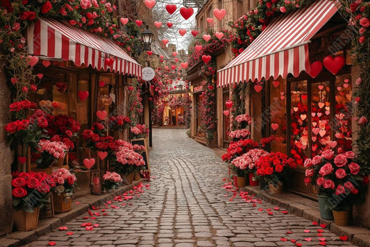Gatsby Valentine Romantic Street Floral Photography Backdrop Gbsx-01388