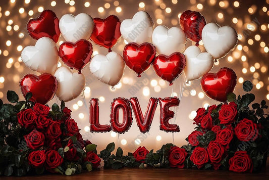 Gatsby Valentine'S Day Balloons Roses Bokeh Photography Backdrop Gbsx-01232