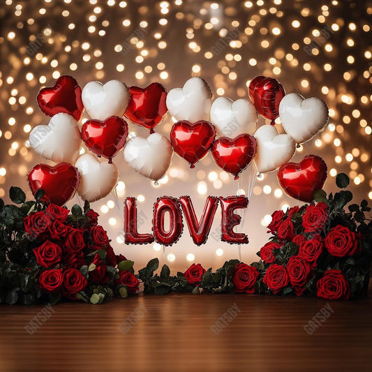 Gatsby Valentine'S Day Balloons Roses Bokeh Photography Backdrop Gbsx-01232