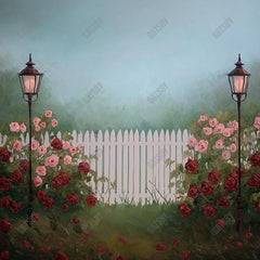 Gatsby Valentine Spring Flower Garden Fence Photography Backdrop Gbsx-01341