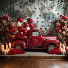 Gatsby Valentine Truck With Heart Balloons Photography Backdrop Gbsx-01338