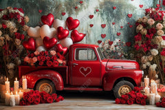 Gatsby Valentine Truck With Heart Balloons Photography Backdrop Gbsx-01338