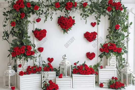Gatsby Valentine White Vintage Wall With Flower Photography Backdrop Gbsx-01309