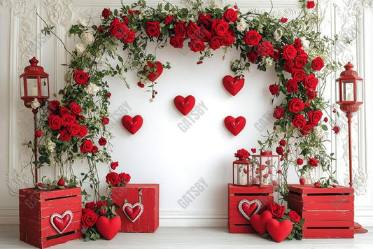 Gatsby Valentine White Vintage Wall With Flower Photography Backdrop Gbsx-01310