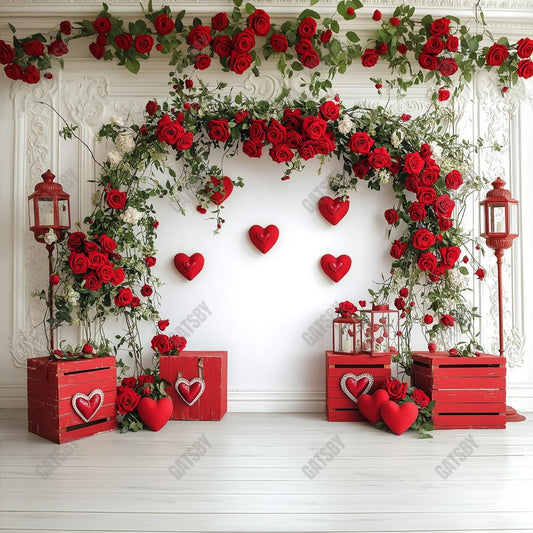 Gatsby Valentine White Vintage Wall With Flower Photography Backdrop Gbsx-01310
