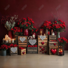 Gatsby Valentine Wooden Floral Heart Photography Backdrop Gbsx-01381