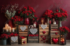 Gatsby Valentine Wooden Floral Heart Photography Backdrop Gbsx-01381