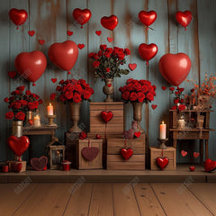 Gatsby Valentine Wooden Floral Heart Photography Backdrop Gbsx-01382