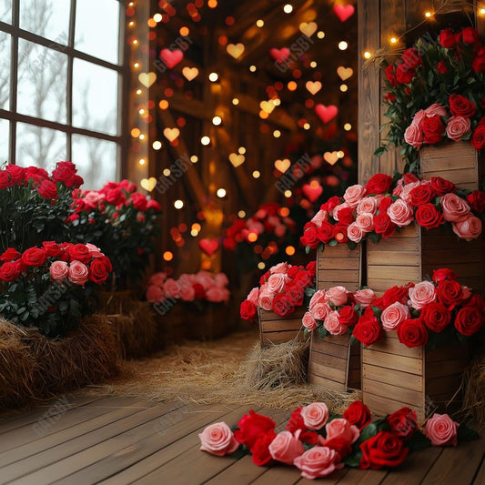 Gatsby Valentine Wooden Flower Barn Photography Backdrop Gbsx-01289