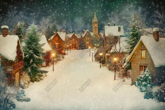 Gatsby Vintage Christmas Village Photography Backdrop Gbsx-01117
