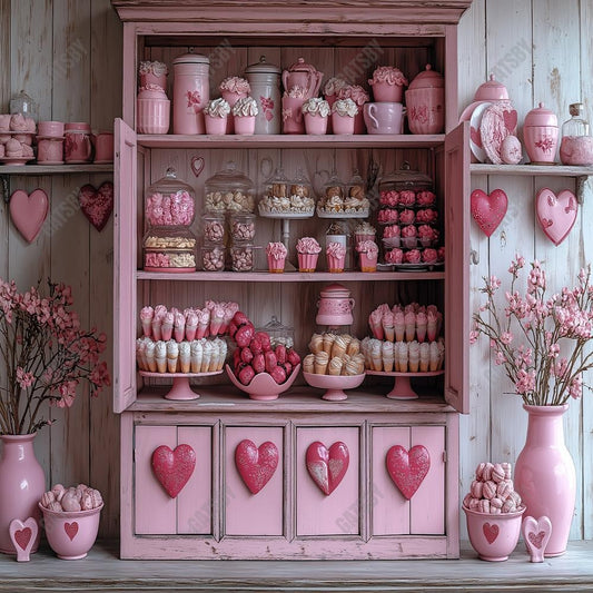 Gatsby Vintage Valentine Pink Kitchen Sweet Cupboard  Photography Backdrop Gbsx-01386